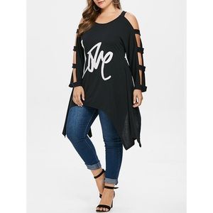 Rosegal | Long-sleeve Love top with cutouts | 2X